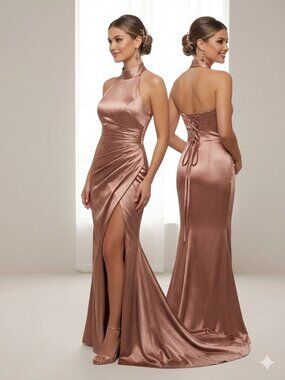 Boutique Satin Lace Up Back Satin Prom Dress Pink Size 6 Glam Coquette Romantic